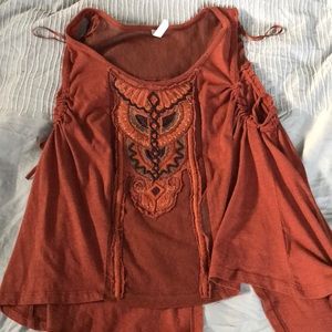 Free People beaded embellished tank open boho mesh